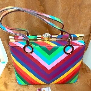 NWT Small rainbow bag with chain shoulder strap.